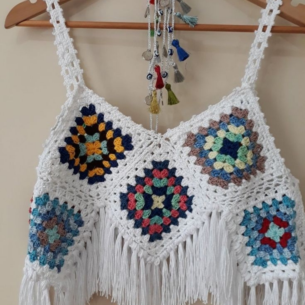 Granny Square vintage haltertop, beachwear